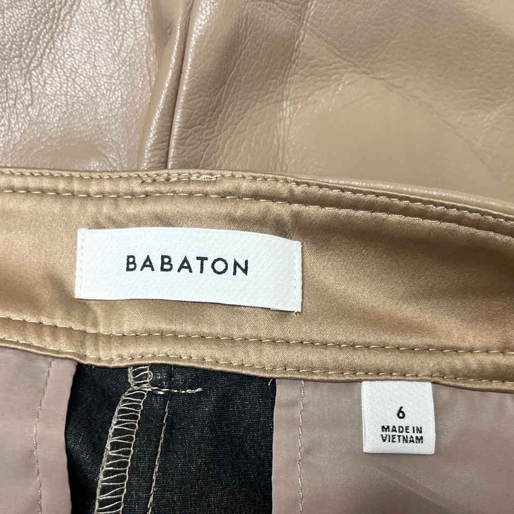 Babaton Aritzia Camel Faux Leather Command Cropped Slacks Sz 6 Chic Office Work - Picture 4 of 15